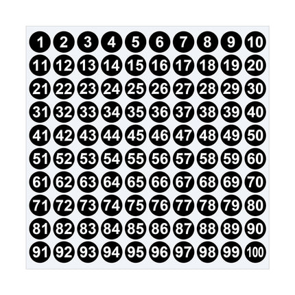 1 Inch Round Number Stickers,1-100 Multi-Color Self-Adhesive Labels for Mailbox,Scrapbook,and DIY Crafts,Easy to Peel and Stick on Various Surfaces,Durable Paper Material for Long-Lasting Use Black.