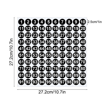 1 Inch Round Number Stickers,1-100 Multi-Color Self-Adhesive Labels for Mailbox,Scrapbook,and DIY Crafts,Easy to Peel and Stick on Various Surfaces,Durable Paper Material for Long-Lasting Use Black.