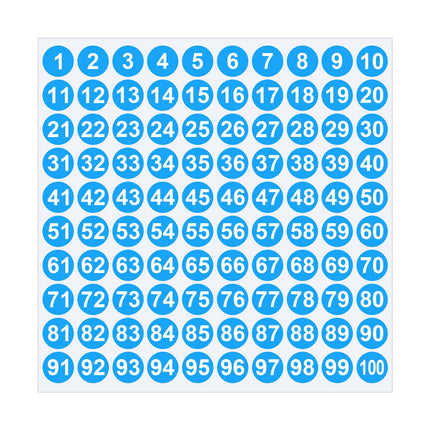 1 Inch Round Number Stickers,1-100 Multi-Color Self-Adhesive Labels for Mailbox,Scrapbook,and DIY Crafts,Easy to Peel and Stick on Various Surfaces,Durable Paper Material for Long-Lasting Use Blue.