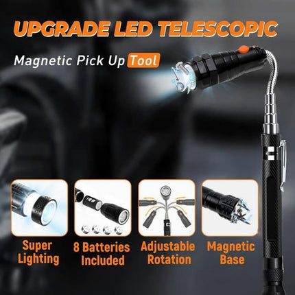 Magnetic Pickup Tool, Gifts for Men, Telescoping Magnet Flashlight, Gifts Idea & Stocking Stuffers for Men, Mechanic, Boyfriend, Christmas Gifts for Dad, Husband, Father, 1 Pcs, 23.6 Inches 23.6" Black.