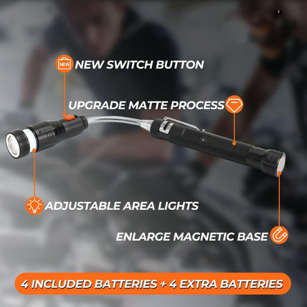 Magnetic Pickup Tool, Gifts for Men, Telescoping Magnet Flashlight, Gifts Idea & Stocking Stuffers for Men, Mechanic, Boyfriend, Christmas Gifts for Dad, Husband, Father, 1 Pcs, 23.6 Inches 23.6" Black.