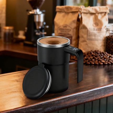 Self-Stirring Magnetic Coffee Mug with Temperature Display,Automatic Mixing for Coffee Tea and Shakes,Food Grade 304 Stainless Steel Liner,Smart LCD Screen for Real-Time Heat Monitoring B.