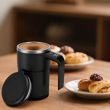 Self-Stirring Magnetic Coffee Mug with Temperature Display,Automatic Mixing for Coffee Tea and Shakes,Food Grade 304 Stainless Steel Liner,Smart LCD Screen for Real-Time Heat Monitoring B.