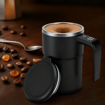 Self-Stirring Magnetic Coffee Mug with Temperature Display,Automatic Mixing for Coffee Tea and Shakes,Food Grade 304 Stainless Steel Liner,Smart LCD Screen for Real-Time Heat Monitoring B.