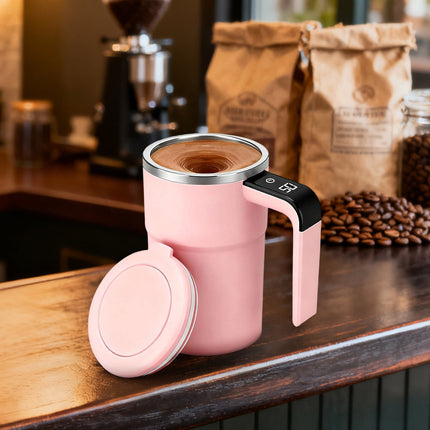 Self-Stirring Magnetic Coffee Mug with Temperature Display,Automatic Mixing for Coffee Tea and Shakes,Food Grade 304 Stainless Steel Liner,Smart LCD Screen for Real-Time Heat Monitoring C.