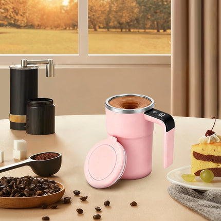 Self-Stirring Magnetic Coffee Mug with Temperature Display,Automatic Mixing for Coffee Tea and Shakes,Food Grade 304 Stainless Steel Liner,Smart LCD Screen for Real-Time Heat Monitoring C.