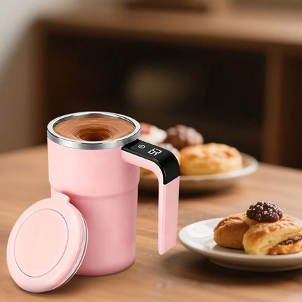 Self-Stirring Magnetic Coffee Mug with Temperature Display,Automatic Mixing for Coffee Tea and Shakes,Food Grade 304 Stainless Steel Liner,Smart LCD Screen for Real-Time Heat Monitoring C.