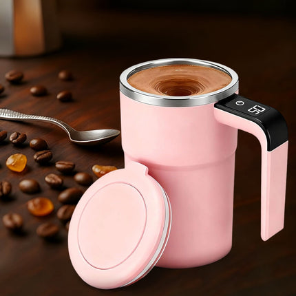 Self-Stirring Magnetic Coffee Mug with Temperature Display,Automatic Mixing for Coffee Tea and Shakes,Food Grade 304 Stainless Steel Liner,Smart LCD Screen for Real-Time Heat Monitoring C.