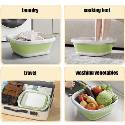 Collapsible Wash Basin,Multi-Use Folding Sink for Kitchen,Camping,and Laundry,Portable Dish Pan with Anti-Slip Bottom,Space-Saving Design for Travel and Outdoor BBQ,Durable and Easy to Store Green.