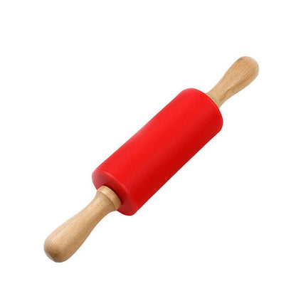 Mini Silicone Rolling Pin, Small Dough Roller with Wood Handle, Non-stick Rolling Pins with Handle, for Craft Kitchen Dough Cookie Pastry Fondant Cake, 1 Pcs, 8.86 Inches 8.86" Sky Blue*1.