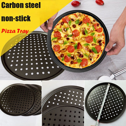 Pizza Pan for Oven, Nonstick Pizza Pans, Carbon Steel Pizza Pan with Holes, Pizza Baking Pan for Oven Baking Supplies, for Home Baking Kitchen Oven Restaurant, 1 Pcs, 12.6 Inches 12.6" Black.