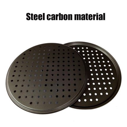 Pizza Pan for Oven, Nonstick Pizza Pans, Carbon Steel Pizza Pan with Holes, Pizza Baking Pan for Oven Baking Supplies, for Home Baking Kitchen Oven Restaurant, 1 Pcs, 12.6 Inches 12.6" Black.