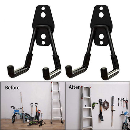 Garage Storage Utility Hooks, Heavy Duty Garage Hooks, Garage Garden Tool Organizer, Steel Wall Mount Hooks, Garden Small U Hooks, Wall Mount Hanger Organizer for Tools, 1 Pcs, 2.56x2.05x4.33 2.56" x 2.05" x 4.33" Black.