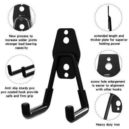 Garage Storage Utility Hooks, Heavy Duty Garage Hooks, Garage Garden Tool Organizer, Steel Wall Mount Hooks, Garden Small U Hooks, Wall Mount Hanger Organizer for Tools, 1 Pcs, 2.56x2.05x4.33 2.56" x 2.05" x 4.33" Black.