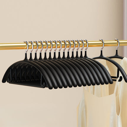 Premium Velvet Hangers, Heavyduty- Non Slip No Shoulder Bump Suit Hanger - Chrome Hooks,Space Saving Round Clothes Hanger for Coat,Sweater,Jackets,Pants,Household Silicone Clothes Hanger ( 10 Pack) Black.