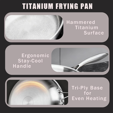 Titanium Pan,100% Non-toxic Titanium Pan,Non Stick Chemical-Free,Extreme Heat-Resistant & Lasts a Lifetime,Non-Stick Skillet for Home Use, Induction Cooktops And Gas Stoves for Omelettes Steaks 32cm.