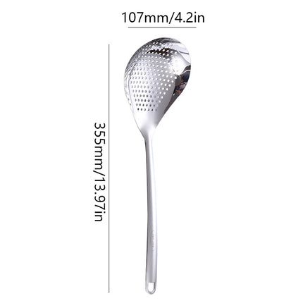1 Pcs Skimmer Slotted Cooking Spoon,Kitchen Stainless Steel Slotted Spoon,13.97 Inch Skimmer Frying Spoon For Draining & Serving,Spoon With Holes,Slotted Spoons For Cooking,Kitchen Utensil,Silver.