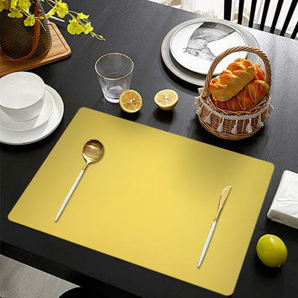 1 Pcs Placemats,Plastic Table Mats,16.93X11.81 Inch Rectangle Heat-Resistant Place Mat,Water-Proof Non-Slip Dining Table Mats,Wipeable Washable Placemats,Place Mats For Kitchen Table,Yellow Purple.