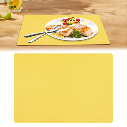 1 Pcs Placemats,Plastic Table Mats,16.93X11.81 Inch Rectangle Heat-Resistant Place Mat,Water-Proof Non-Slip Dining Table Mats,Wipeable Washable Placemats,Place Mats For Kitchen Table Yellow.