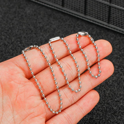 Dog Tag Chain Ball Chain Necklace Bulk, Military Blank Dog Tag Necklace for Men, Beaded Necklace Chains for Jewelry Making DIY Crafts,Silver Nickel Plated Metal 2.4mm Ball Bead Chain(100-Pack ) D.