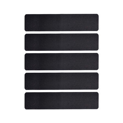PVC Outdoor Stair Treads - Non Slip Weather Resistant Exterior Grip Tape - Anti Sniña Strips - Waterproof 80-Grit Adhesive Treads, Frosted Waterproof Wear Sticker Step Floor(24" x 4" - 5-Pack ) Black.