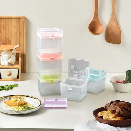 Plastic Storage Bins With Lid and Handle, Plastic Latch Storage Box, Stackable Storage Container, Small Plastic Storage Basket, Cute Organizer Box for Home, Office, 1 Pcs, 7.68x4.13x4.33 6.29" x 5.51" Light Blue.