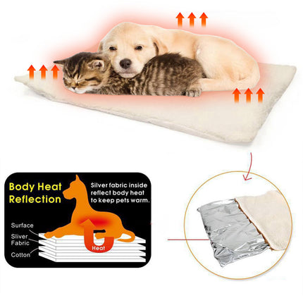Self Warming Cat Dog Bed with Heat Storage Aluminum Foil,Machine Washable Pet Mat for Indoor Outdoor Use,No Electricity Needed for Cozy Warmth,Suitable for Pets Up to 25 Pounds.