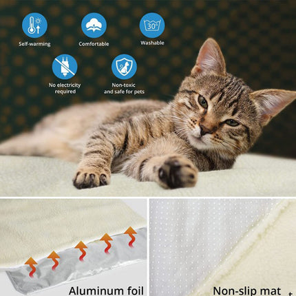 Self Warming Cat Dog Bed with Heat Storage Aluminum Foil,Machine Washable Pet Mat for Indoor Outdoor Use,No Electricity Needed for Cozy Warmth,Suitable for Pets Up to 25 Pounds.