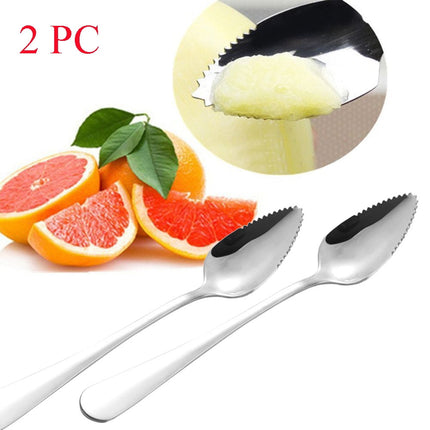 2 Pcs Grapefruit Spoons,Serrated Edge Stainless Steel Spoons,Stainless Steel Fruit Spoon,Dessert Spoons,Serrated Edge Spoons For Easily Cut Fruit,Dessert Cheese Vegetables Kitchen Tool 2 PCS.
