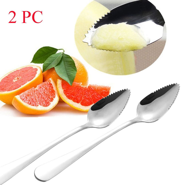 2 Pcs Grapefruit Spoons,Serrated Edge Stainless Steel Spoons,Stainless Steel Fruit Spoon,Dessert Spoons,Serrated Edge Spoons For Easily Cut Fruit,Dessert Cheese Vegetables Kitchen Tool 2 PCS.