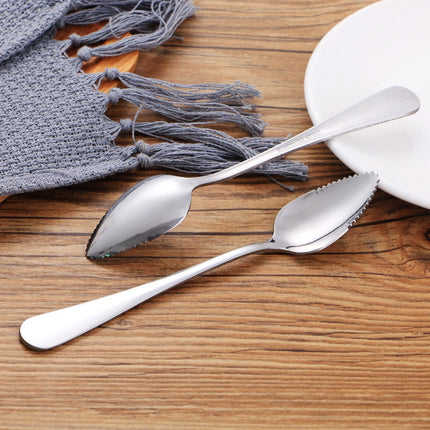 2 Pcs Grapefruit Spoons,Serrated Edge Stainless Steel Spoons,Stainless Steel Fruit Spoon,Dessert Spoons,Serrated Edge Spoons For Easily Cut Fruit,Dessert Cheese Vegetables Kitchen Tool 2 PCS.