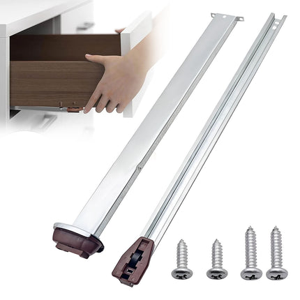 Drawer Metal Slides,Drawer Slides Center Track for Rails Kit,15 Inch Drawer Metal Slides with Stop and Roller,Replacement for Dresser Nightstand Wardrobe Cabinet Drawer Tracks and Rails Kits(Silver) Silver.