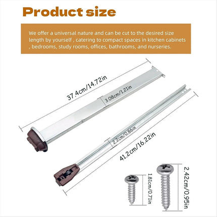 Drawer Metal Slides,Drawer Slides Center Track for Rails Kit,15 Inch Drawer Metal Slides with Stop and Roller,Replacement for Dresser Nightstand Wardrobe Cabinet Drawer Tracks and Rails Kits(Silver) Silver.