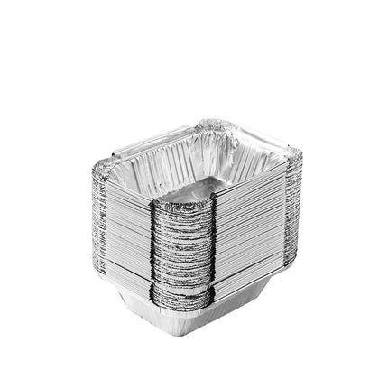50 Pcs Disposable Aluminum Baking Pans,Rectangular Foil Trays for Grilling and Baking,Oven-Safe and Eco-Friendly,Perfect for Brownies,Lasagna,or Outdoor BBQ,No Cleanup Needed. 50pcs 230ML.