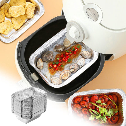 50 Pcs Disposable Aluminum Baking Pans,Rectangular Foil Trays for Grilling and Baking,Oven-Safe and Eco-Friendly,Perfect for Brownies,Lasagna,or Outdoor BBQ,No Cleanup Needed. 50pcs 230ML.