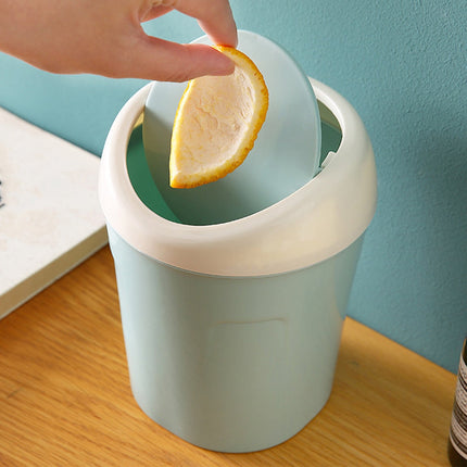 Mini Desk Trash Can with Swing Lid,Tiny Countertop Garbage Bin Portable Waste Basket for Desktop Home Office&Desktop Garbage Can Trash Waste Bin Basket Dustbin Container Home Car for Green Blue.