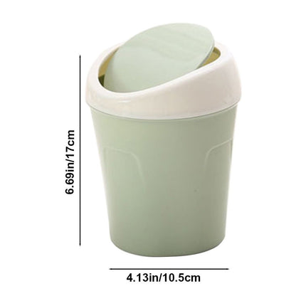 Mini Desk Trash Can with Swing Lid,Tiny Countertop Garbage Bin Portable Waste Basket for Desktop Home Office&Desktop Garbage Can Trash Waste Bin Basket Dustbin Container Home Car for Green Blue.
