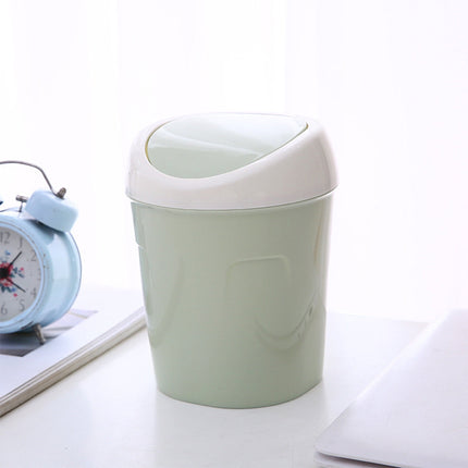 Mini Desk Trash Can with Swing Lid,Tiny Countertop Garbage Bin Portable Waste Basket for Desktop Home Office&Desktop Garbage Can Trash Waste Bin Basket Dustbin Container Home Car for Green Blue.