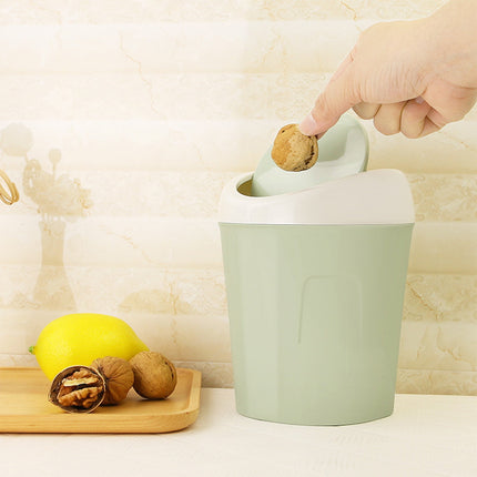 Mini Desk Trash Can with Swing Lid,Tiny Countertop Garbage Bin Portable Waste Basket for Desktop Home Office&Desktop Garbage Can Trash Waste Bin Basket Dustbin Container Home Car for Green Blue.