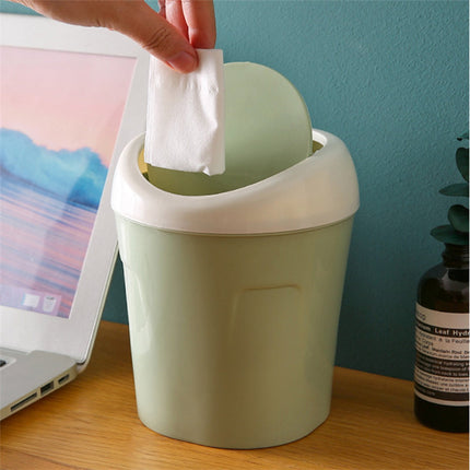 Mini Desk Trash Can with Swing Lid,Tiny Countertop Garbage Bin Portable Waste Basket for Desktop Home Office&Desktop Garbage Can Trash Waste Bin Basket Dustbin Container Home Car for Green.