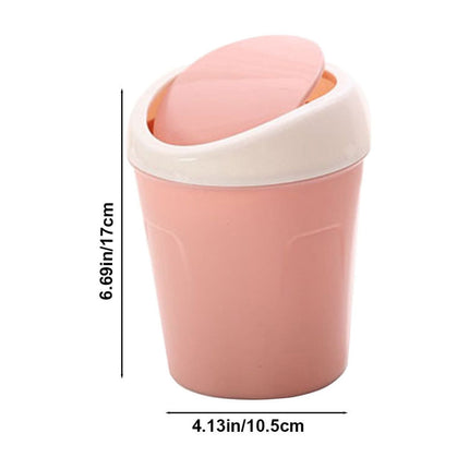 Mini Desk Trash Can with Swing Lid,Tiny Countertop Garbage Bin Portable Waste Basket for Desktop Home Office&Desktop Garbage Can Trash Waste Bin Basket Dustbin Container Home Car for Green.