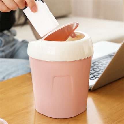 Mini Desk Trash Can with Swing Lid,Tiny Countertop Garbage Bin Portable Waste Basket for Desktop Home Office&Desktop Garbage Can Trash Waste Bin Basket Dustbin Container Home Car for Green.