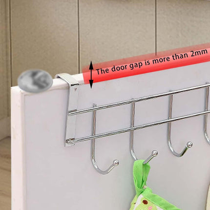 Over The Door Hooks, Door Hanger, Over The Door Towel Rack, Door Coat Towel Hanger Door Coat Rack, No Drilling Metal Hanger with 5 Hooks for Hanging Clothes, Jacket, Hats, 1 Pcs, 9.7x3.5x0.8 9.4" x 3.5" x 1.3" Black.