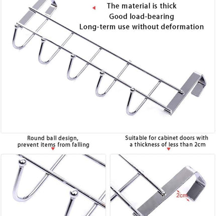 Over The Door Hooks, Door Hanger, Over The Door Towel Rack, Door Coat Towel Hanger Door Coat Rack, No Drilling Metal Hanger with 5 Hooks for Hanging Clothes, Jacket, Hats, 1 Pcs, 9.7x3.5x0.8 9.7" x 3.5" x 2.1" White.