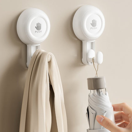 Powerful Suction Cup Shower Hooks for Towel, Loofah, 360° Rotatable Damage-free Hanging Versatile Wall Hooks for Inside Bathroom, Decoration, Removable Suction Holders, 1 Pcs, 4.37x2.67x1.81 4.37" x 2.67" x 1.81" White.