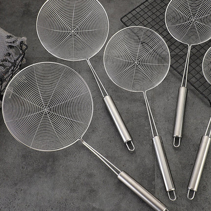 Strainer Spider Skimmers for Kitchen Cooking and Frying Food, Stainless Steel Slotted Spoon Pasta Strainers Tomato Food Strainer Skimmer Ladle For Pasta, 1 Pcs, 15.94x6.3 15.94" x 6.3" Silver.