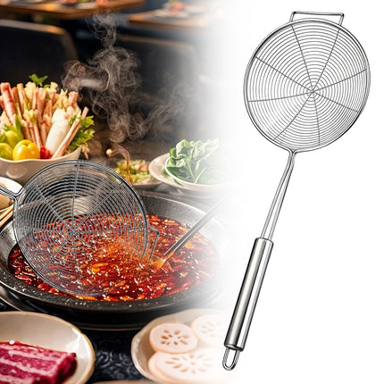 Strainer Spider Skimmers for Kitchen Cooking and Frying Food, Stainless Steel Slotted Spoon Pasta Strainers Tomato Food Strainer Skimmer Ladle For Pasta, 1 Pcs, 15.94x6.3 15.94" x 6.3" Silver.