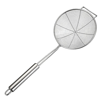 Strainer Spider Skimmers for Kitchen Cooking and Frying Food, Stainless Steel Slotted Spoon Pasta Strainers Tomato Food Strainer Skimmer Ladle For Pasta, 1 Pcs, 15.94x6.3 17.72" x 7.87" Silver.
