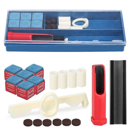 Cue Stick Tip Repair Kit, Cue Tips Accessorie, Include Pool Cue Tips, Pool Cue Repairers, Billiard Cue Clamp, Cue Tip Glue, Billiards Shaper, Cue Tips Accessorie, 20 Pcs Set, 9.45x3.94x1.18 9.45" x 3.94" x 1.18" Blue*1 Set.