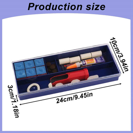 Cue Stick Tip Repair Kit, Cue Tips Accessorie, Include Pool Cue Tips, Pool Cue Repairers, Billiard Cue Clamp, Cue Tip Glue, Billiards Shaper, Cue Tips Accessorie, 20 Pcs Set, 9.45x3.94x1.18 9.45" x 3.94" x 1.18" Blue*1 Set.